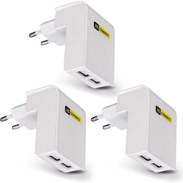 EAXUS 2-Port USB-Ladegerät (2100 mA, 10,5 W, 3-tlg., Universal, Winkelstecker)