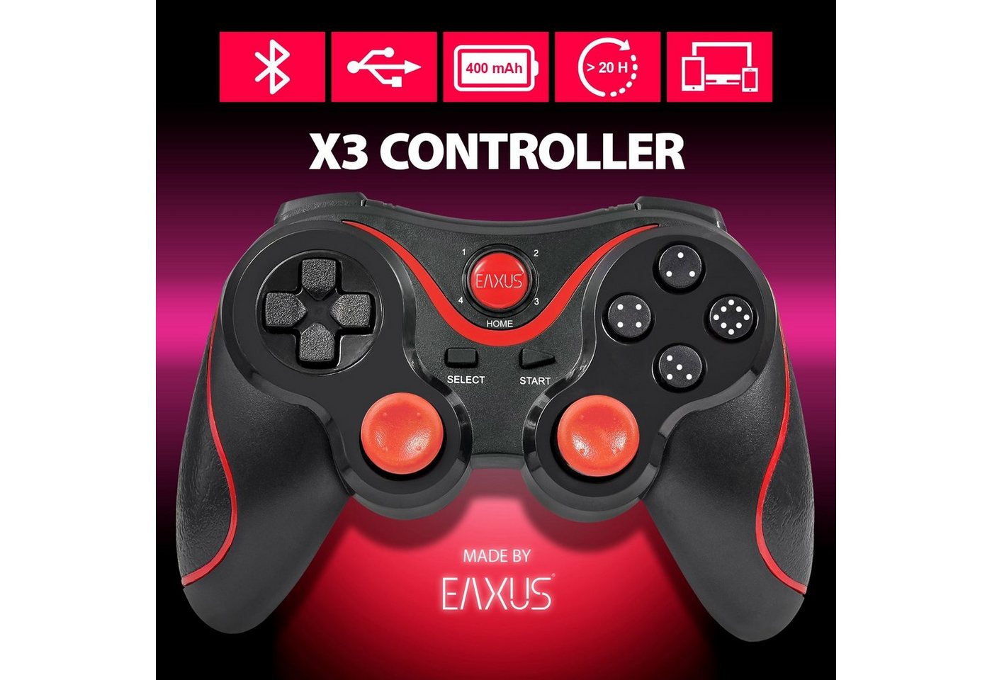 EAXUS Bluetooth Gamepad für Fire TV, Smartphone, Android, Google TV & Co. Controller (inkl. Smartphone-Halterung, 2 St., Auch für Cloud Gaming, Handy & VR) – Bild 2 von 5
