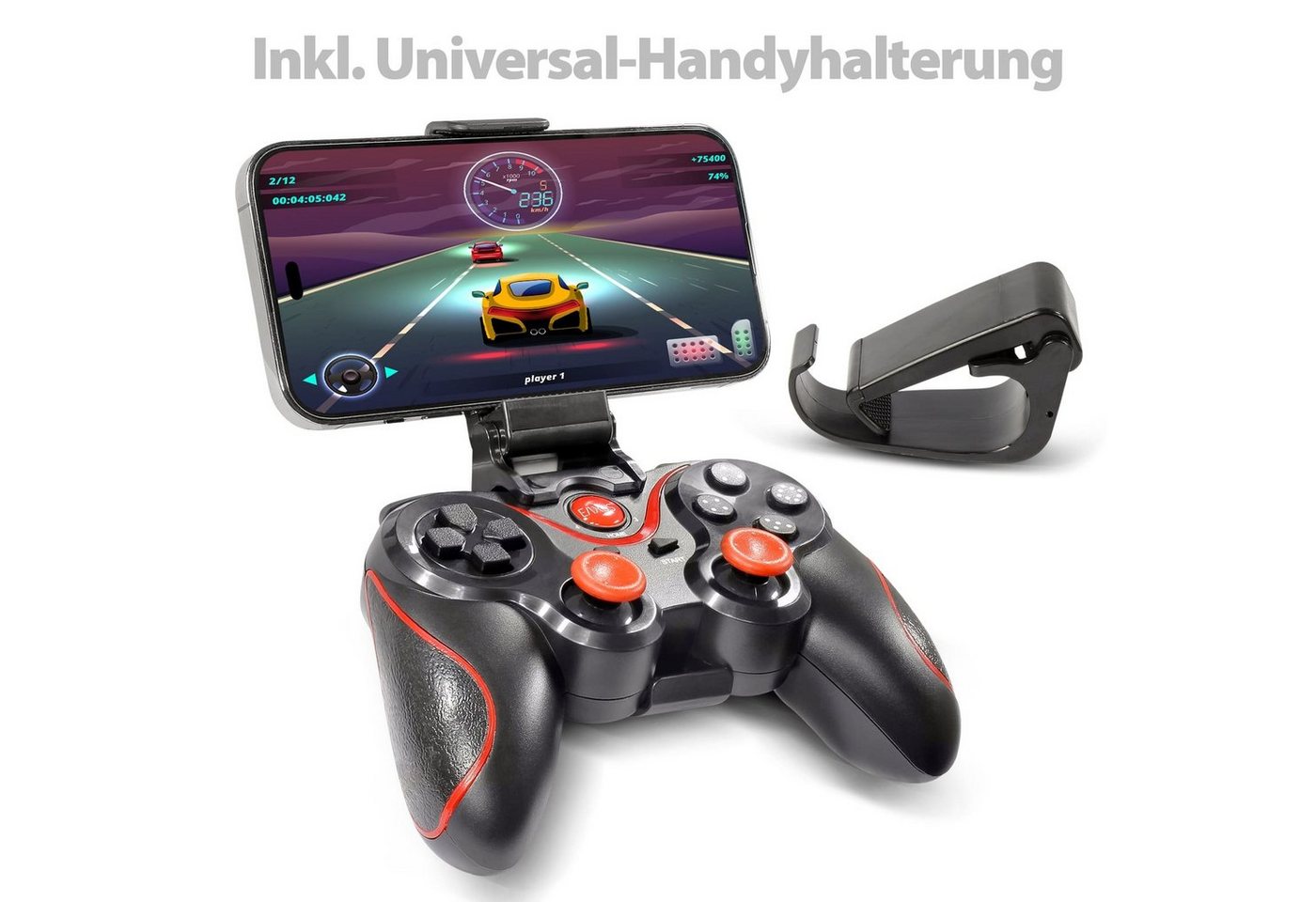 EAXUS Bluetooth Gamepad für Fire TV, Smartphone, Android, Google TV & Co. Controller (inkl. Smartphone-Halterung, 2 St., Auch für Cloud Gaming, Handy & VR) – Bild 3 von 5