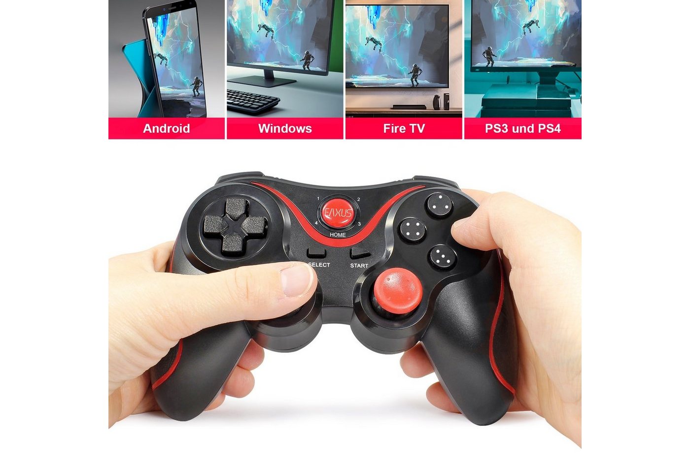 EAXUS Bluetooth Gamepad für Fire TV, Smartphone, Android, Google TV & Co. Controller (inkl. Smartphone-Halterung, 2 St., Auch für Cloud Gaming, Handy & VR) – Bild 5 von 5