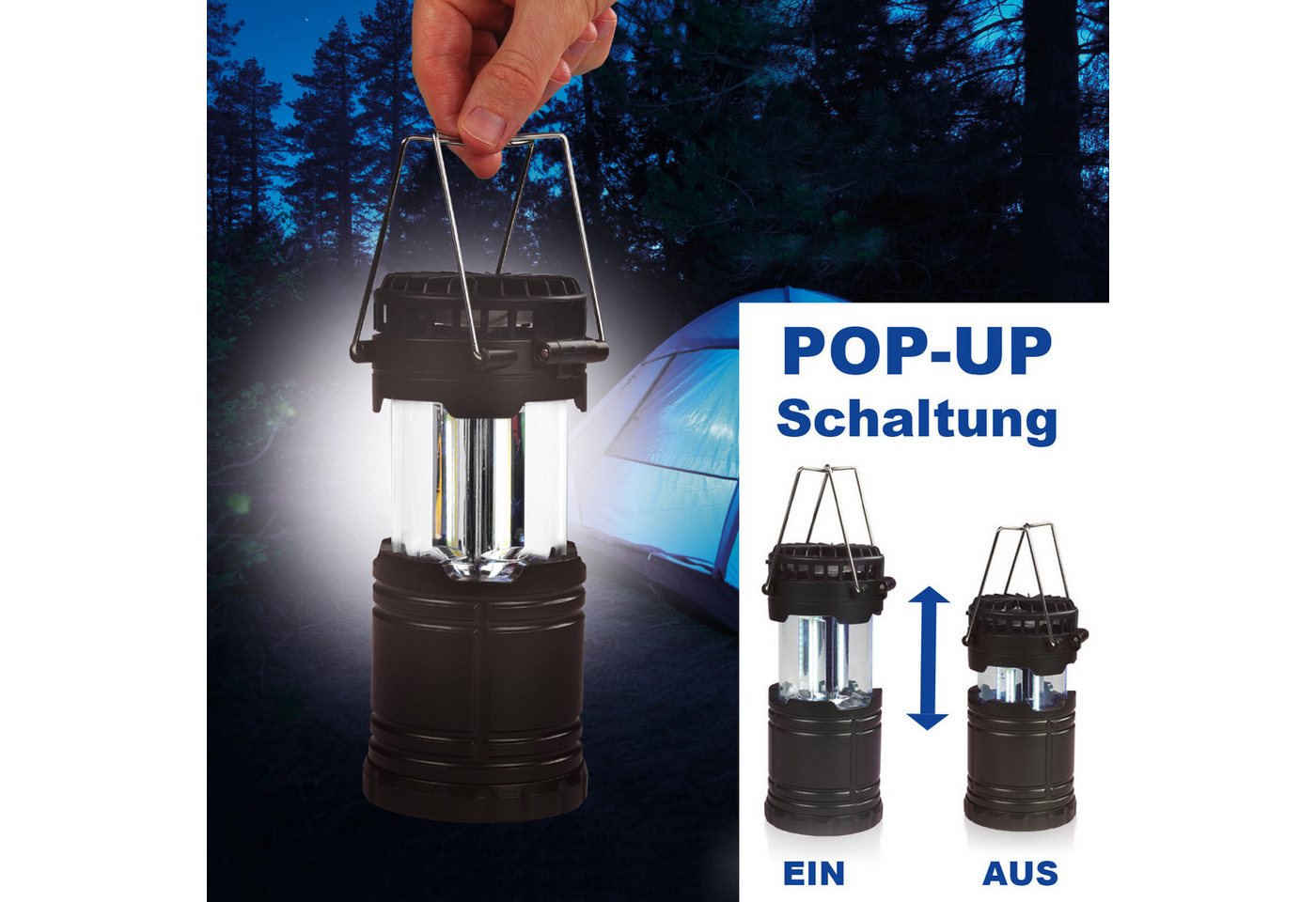 EAXUS LED Laterne CampLite Breeze, 2in1, COB LED, Pop-Up Design – Bild 2 von 5