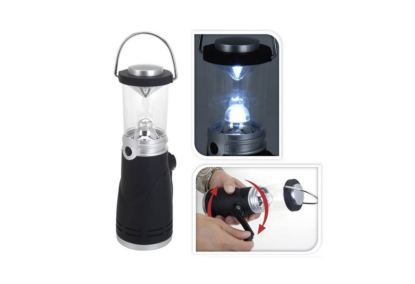 EAXUS LED Laterne Dynamo Camping Lampe LED Laterne Campingleuchte, LED fest integriert, mit Kurbel – Bild 2 von 4
