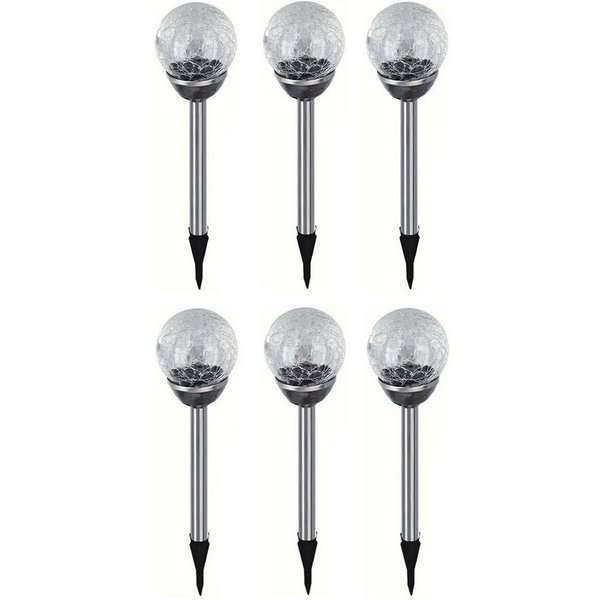 EAXUS LED Solarleuchte 6er Set Solar Gartenleuchte Kugel Leuchte mit Crackle-Licht Solarlampe, LED fest integriert, Farbwechsel, Farbwechsel