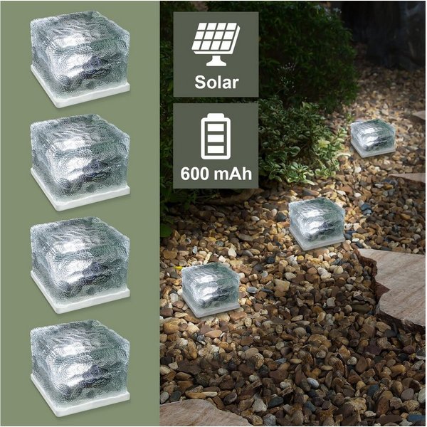 EAXUS LED Solarleuchte LED Eiswürfel Solar Cube Deko, LED fest integriert, Kaltweiß, Mit Dämmerungssensor