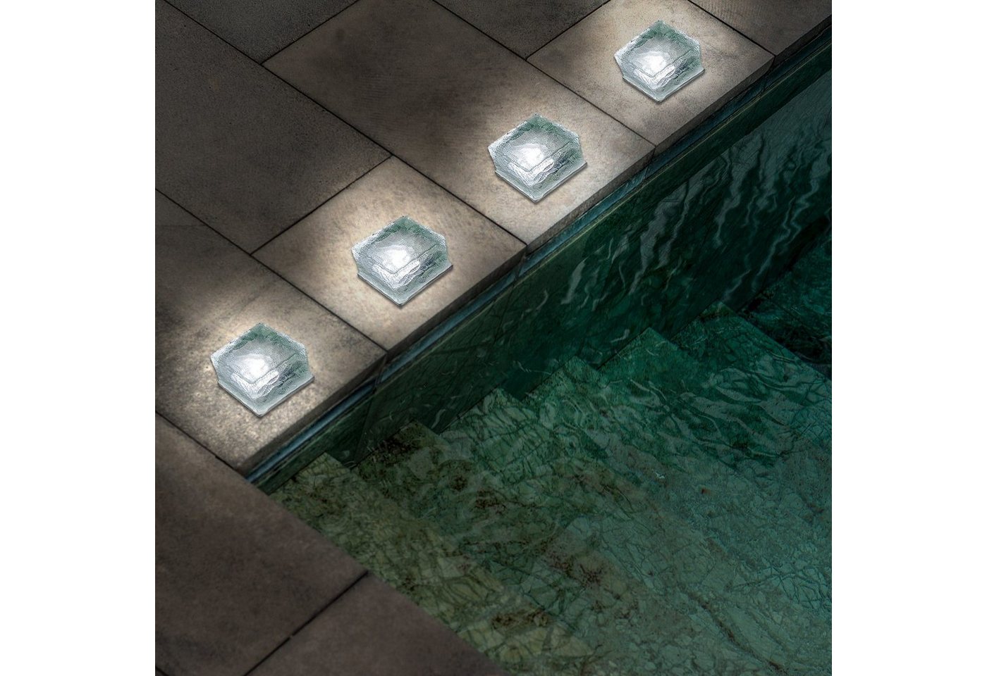 EAXUS LED Solarleuchte LED Eiswürfel Solar Cube Deko, LED fest integriert, Kaltweiß, Mit Dämmerungssensor – Bild 3 von 5