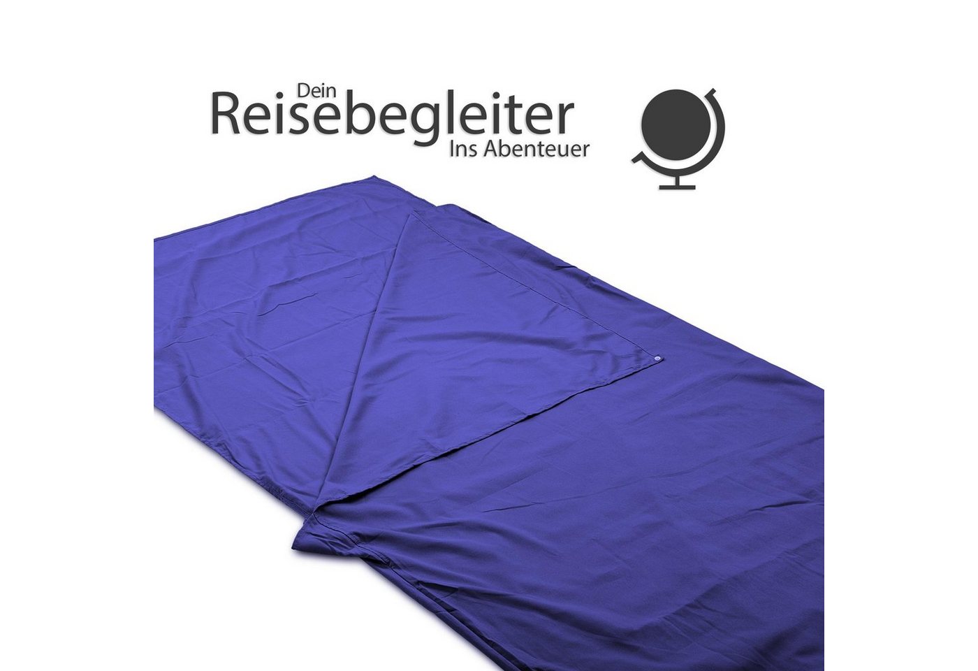 EAZY CASE Deckenschlafsack Schlafsack Mikrofaser Inlett, Camping Reiseschlafsack für Handgepäck Roadtrip Dünn Schlafsack Blau – Bild 3 von 5