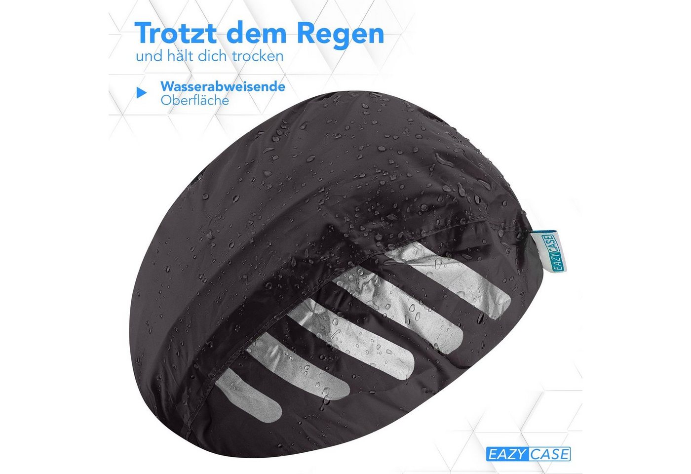 EAZY CASE Fahrradhelmüberzug Universal Reflektor Regenschutz für Helm, Regenschutz für Helme Fahrradhelm Regenabdeckung Helm Überzug Schwarz – Bild 2 von 5