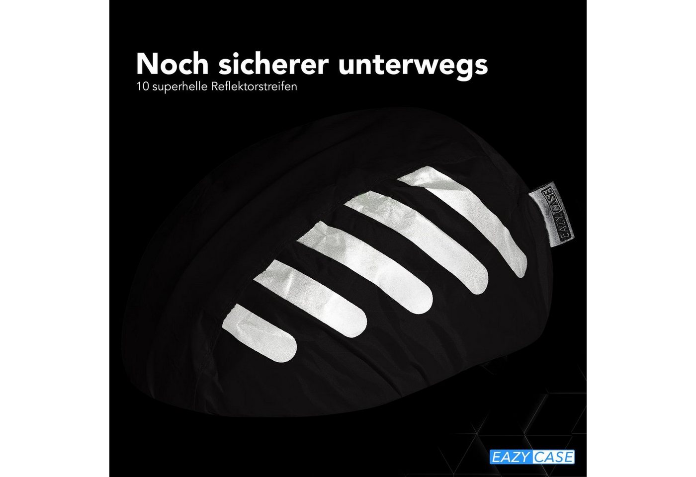 EAZY CASE Fahrradhelmüberzug Universal Reflektor Regenschutz für Helm, Regenschutz für Helme Fahrradhelm Regenabdeckung Helm Überzug Schwarz – Bild 3 von 5