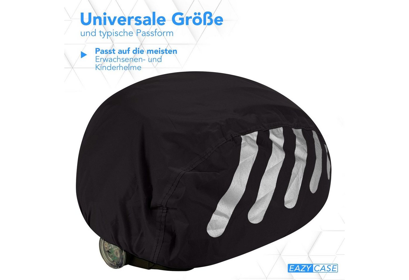 EAZY CASE Fahrradhelmüberzug Universal Reflektor Regenschutz für Helm, Regenschutz für Helme Fahrradhelm Regenabdeckung Helm Überzug Schwarz – Bild 4 von 5