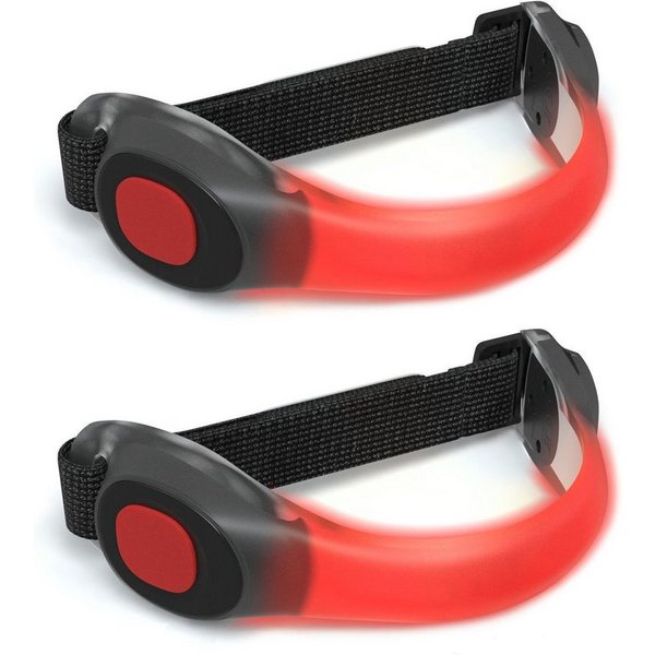 EAZY CASE Fahrradreflektor 2er Set LED Binkarmband, Reflektorband Joggen Reflektor Armband Jogging Armband LED Licht Rot