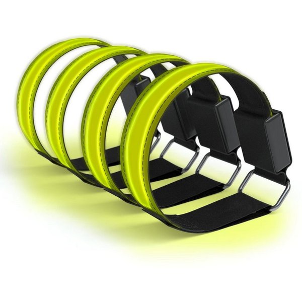 EAZY CASE Fahrradreflektor 4er Set Reflektor Flash Armband, Reflektierendes Armband Reflektorbänder Joggen Armband leuchtend Gelb