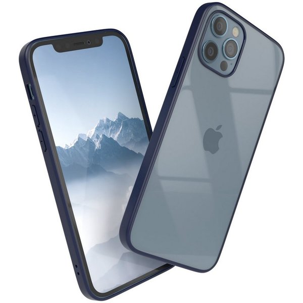 EAZY CASE Handyhülle Bumper Case für Apple iPhone 12 / iPhone 12 Pro 6,1 Zoll, Handyhülle Dünn mit Kameraschutz Hybrid Handyhülle Rand Nacht Blau