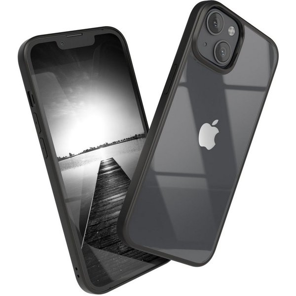 EAZY CASE Handyhülle Bumper Case für Apple iPhone 13 6,1 Zoll, Hülle Durchsichtig kratzfest Back Cover mit Displayschutz Schwarz