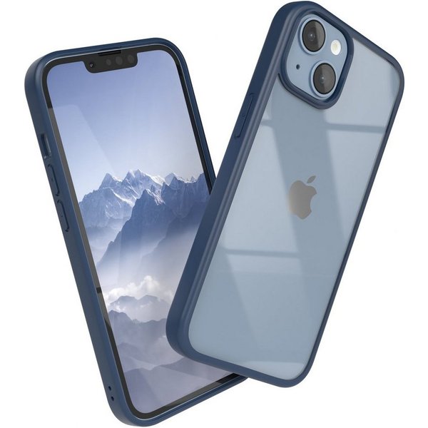 EAZY CASE Handyhülle Bumper Case für Apple iPhone 14 / iPhone 13 6,1 Zoll, Handyhülle Dünn mit Kameraschutz Hybrid Handyhülle Rand Nacht Blau