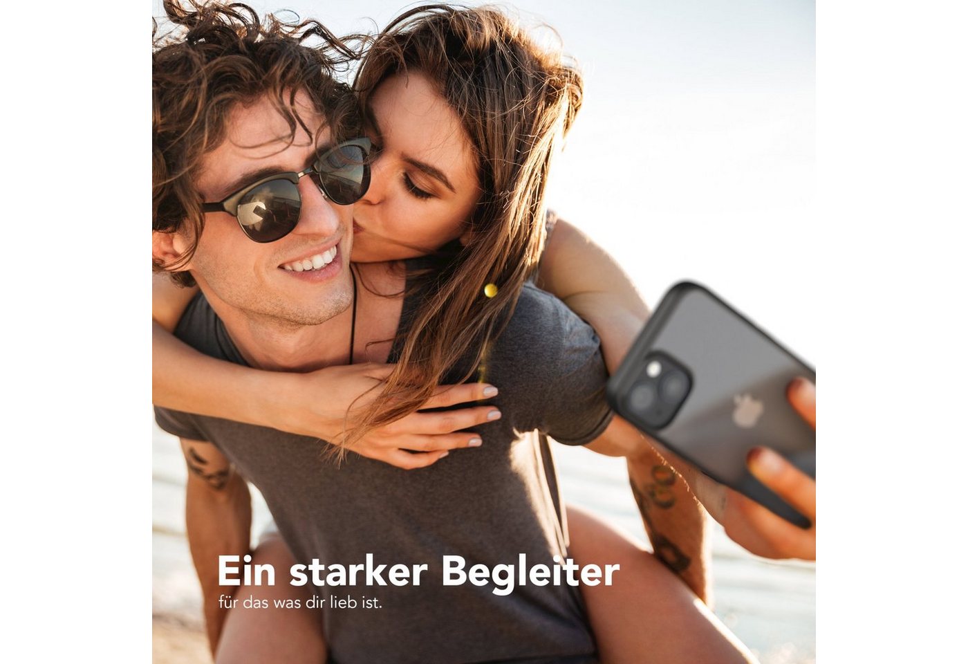 EAZY CASE Handyhülle Bumper Case für Apple iPhone 14 / iPhone 13 6,1 Zoll, Hülle Durchsichtig kratzfest Back Cover mit Displayschutz Schwarz – Bild 2 von 5