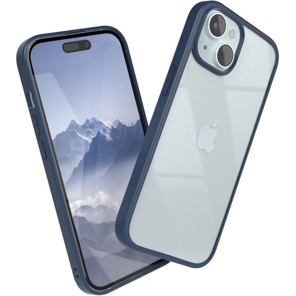 EAZY CASE Handyhülle Bumper Case für Apple iPhone 15 6,1 Zoll, Handyhülle Dünn mit Kameraschutz Hybrid Handyhülle Rand Nacht Blau