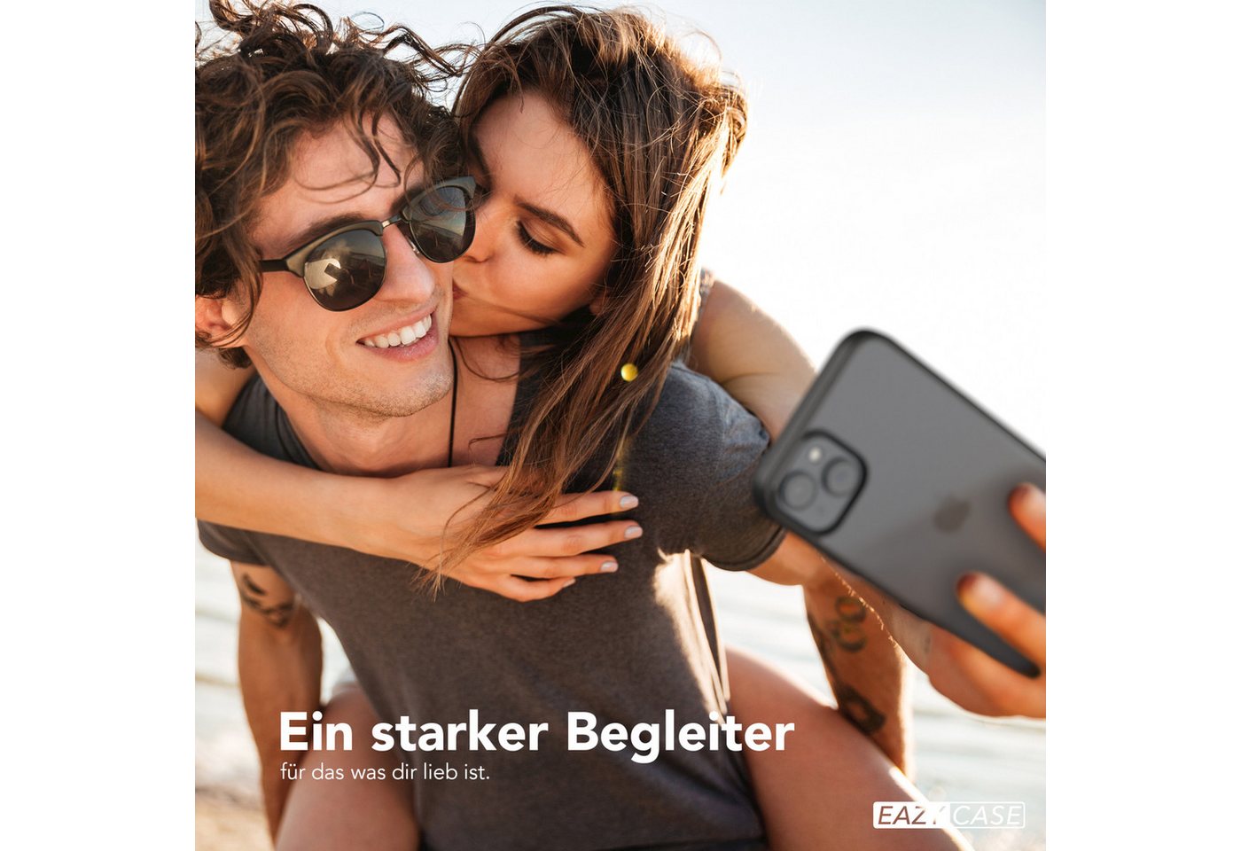 EAZY CASE Handyhülle Bumper Case für Apple iPhone 15 Plus 6,7 Zoll, Hülle Durchsichtig kratzfest Back Cover mit Displayschutz Schwarz – Bild 2 von 5