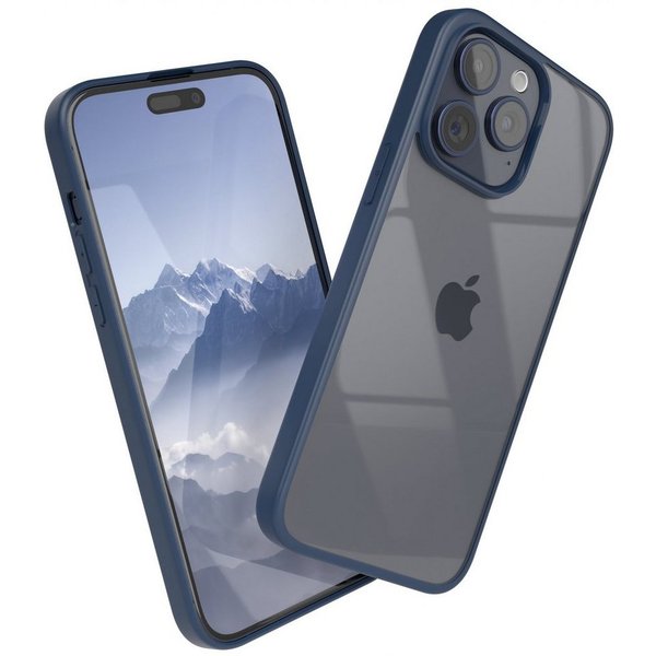 EAZY CASE Handyhülle Bumper Case für Apple iPhone 15 Pro Max 6,7 Zoll, Handyhülle Dünn mit Kameraschutz Hybrid Handyhülle Rand Nacht Blau