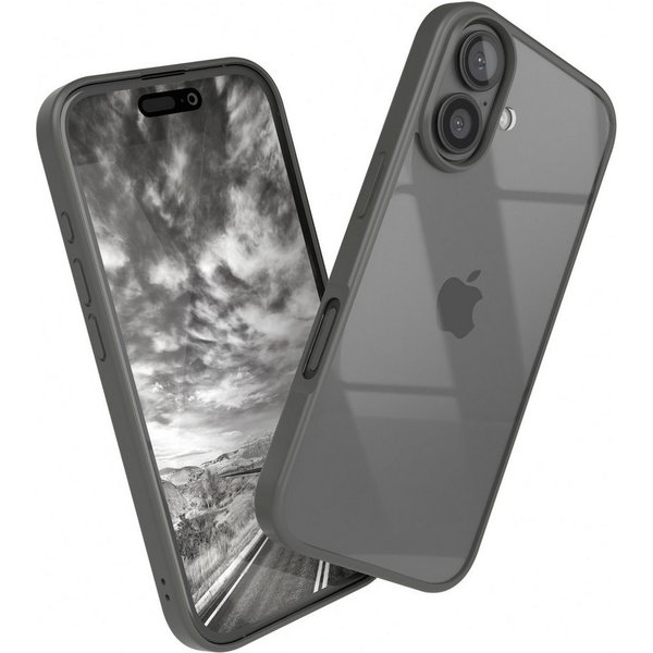 EAZY CASE Handyhülle Bumper Case für Apple iPhone 16 6,1 Zoll, Schutzhülle mit Kameraschutz transparent stoßfestes Backcover Grau