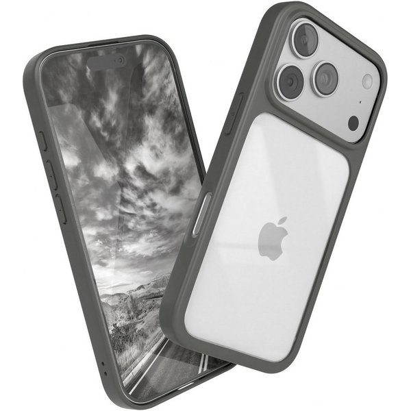 EAZY CASE Handyhülle Bumper Case für Apple iPhone 17 Pro 6,3 Zoll, Schutzhülle mit Kameraschutz transparent stoßfestes Backcover Grau