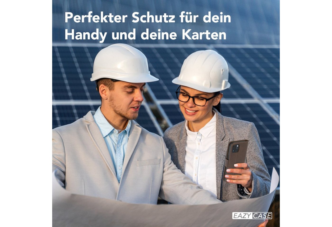 EAZY CASE Handyhülle Business Handytasche Kartenfächer für iPhone 15 6,1 Zoll, Tasche Klapphülle aus Kunstleder Book Cover mit Kartenfächer Braun – Bild 2 von 5