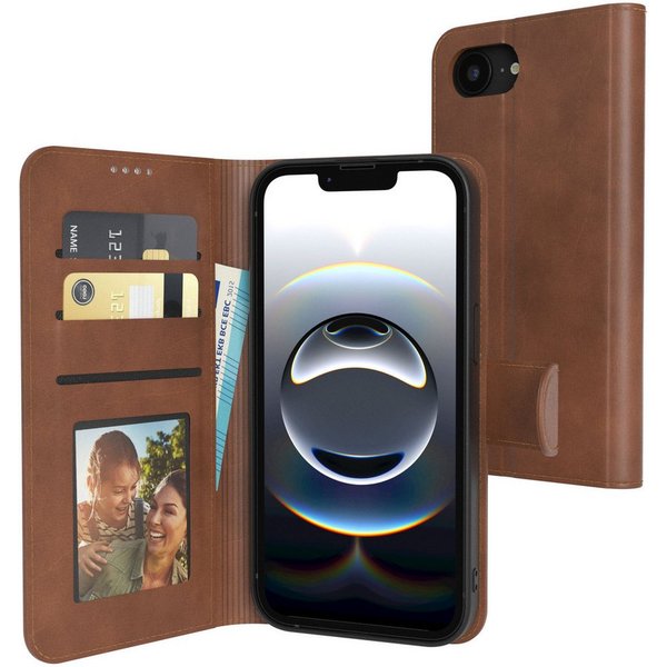 EAZY CASE Handyhülle Business Handytasche Kartenfächer für iPhone 16e 6,1 Zoll, Handyhülle Flip Case Schutztasche zum Aufstellen Wallet in Dunkelbraun