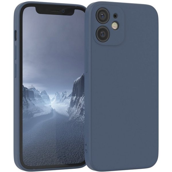 EAZY CASE Handyhülle für Apple iPhone 12 Mini Hülle Silikon 5,4 Zoll, Handy Softcase mattierte Silikonhülle Back Cover Soft Blau / Petrol