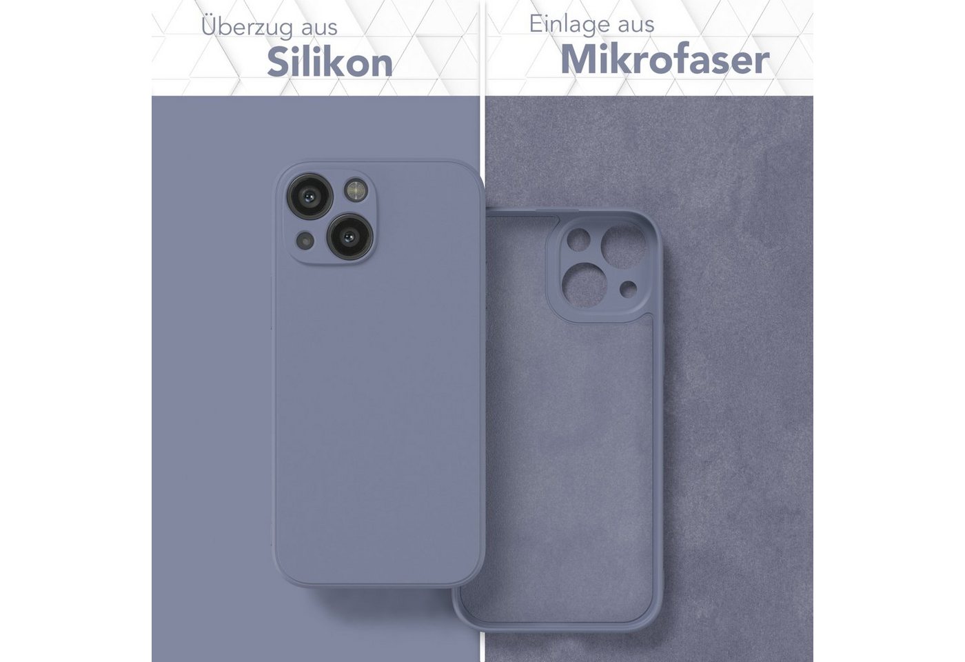 EAZY CASE Handyhülle für Apple iPhone 13 Mini Hülle Silikon 5,4 Zoll, Silikon Schutzhülle mit Kameraschutz Matt Back Cover Soft Eis Blau – Bild 3 von 5