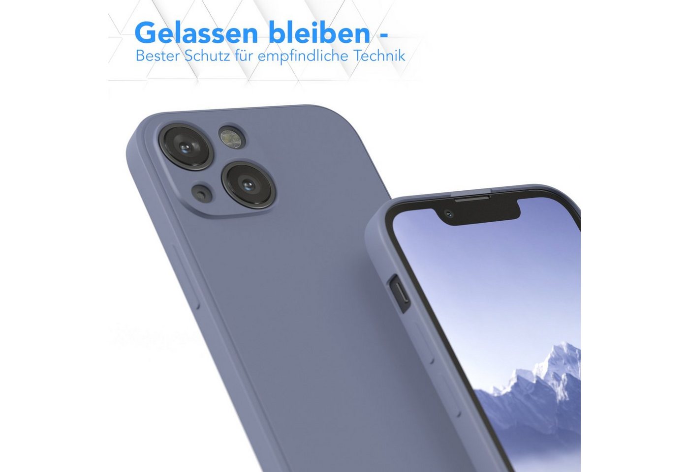 EAZY CASE Handyhülle für Apple iPhone 13 Mini Hülle Silikon 5,4 Zoll, Silikon Schutzhülle mit Kameraschutz Matt Back Cover Soft Eis Blau – Bild 4 von 5