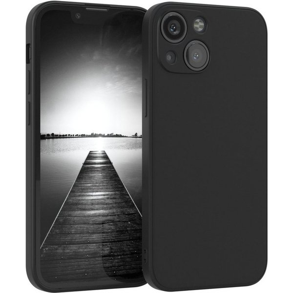 EAZY CASE Handyhülle für Apple iPhone 13 Mini Hülle Silikon 5,4 Zoll, Silikon Schutzhülle mit Kameraschutz kratzfest Back Cover Etui Schwarz