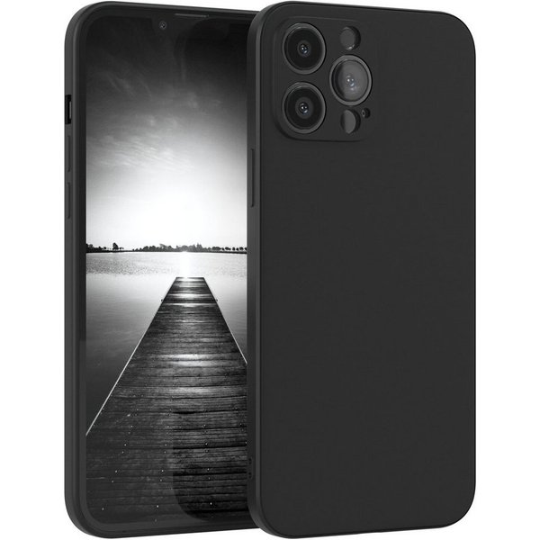 EAZY CASE Handyhülle für Apple iPhone 13 Pro Max Hülle Silikon 6,7 Zoll, Silikon Schutzhülle mit Kameraschutz kratzfest Back Cover Etui Schwarz
