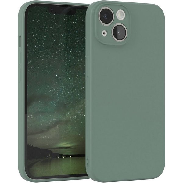 EAZY CASE Handyhülle für Apple iPhone 14 Hülle Silikon 6,1 Zoll, Schutzhülle mit Kameraschutz stoßfest telefonhülle Matt Dunkelgrün