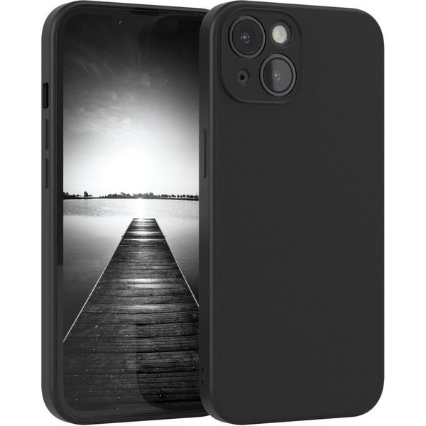 EAZY CASE Handyhülle für Apple iPhone 14 Hülle Silikon 6,1 Zoll, Silikon Schutzhülle mit Kameraschutz kratzfest Back Cover Etui Schwarz