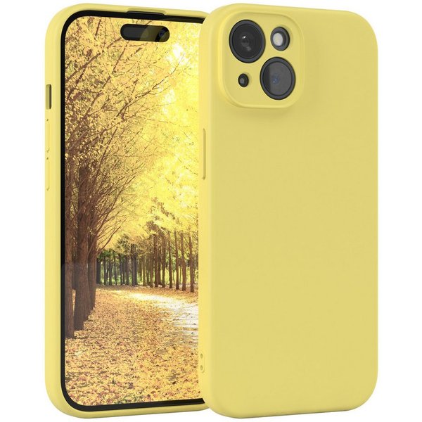 EAZY CASE Handyhülle für Apple iPhone 15 Hülle Silikon 6,1 Zoll, Handy Softcase stoßfest Hülle mit Kameraschutz Bumper Tpuhülle Gelb