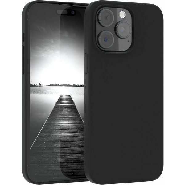 EAZY CASE Handyhülle für Apple iPhone 15 Pro Max Premium Silikon 6,7 Zoll, Hülle mit Kameraschutz Bumper Silikonhülle stoßfest Slimcover Schwarz