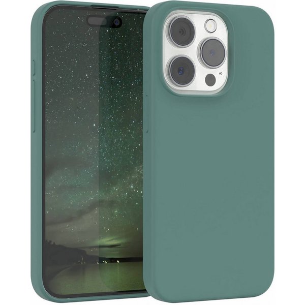 EAZY CASE Handyhülle für Apple iPhone 15 Pro Premium Silikon 6,1 Zoll, Schutzhülle mit Kameraschutz Back Cover Bumper Case Case Dunkelgrün
