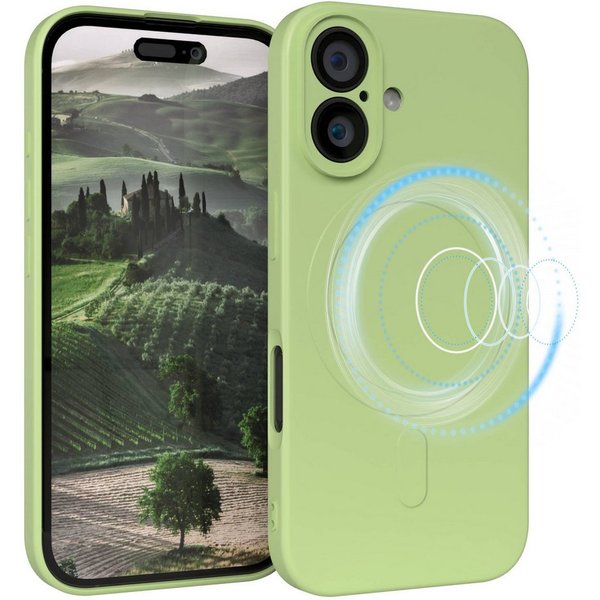 EAZY CASE Handyhülle für Apple iPhone 16 Hülle Silikon 6,1 Zoll, Schutzhülle MagSafe kompatibel Anti-Slip Oberfläche kratzfest Grün