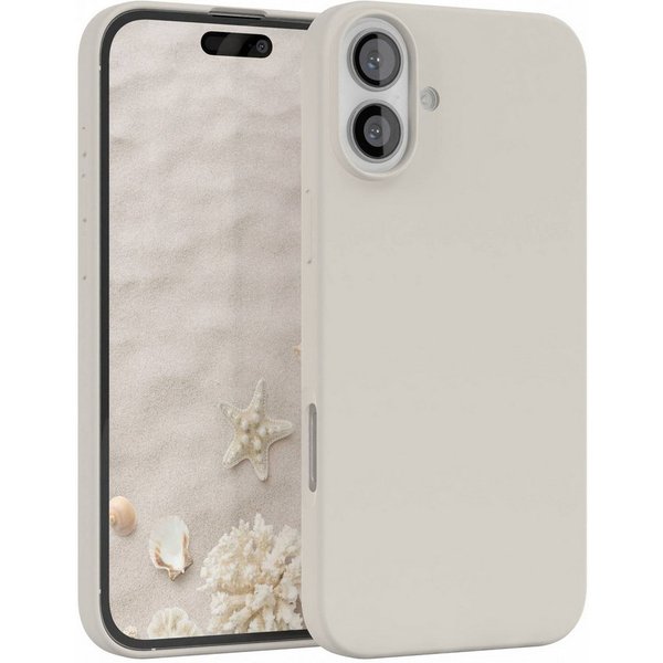 EAZY CASE Handyhülle für Apple iPhone 16 Plus Premium Silikon 6,7 Zoll, Hülle Silikon mit Displayschutz Handy Softcase Slimcover Taupe / Beige