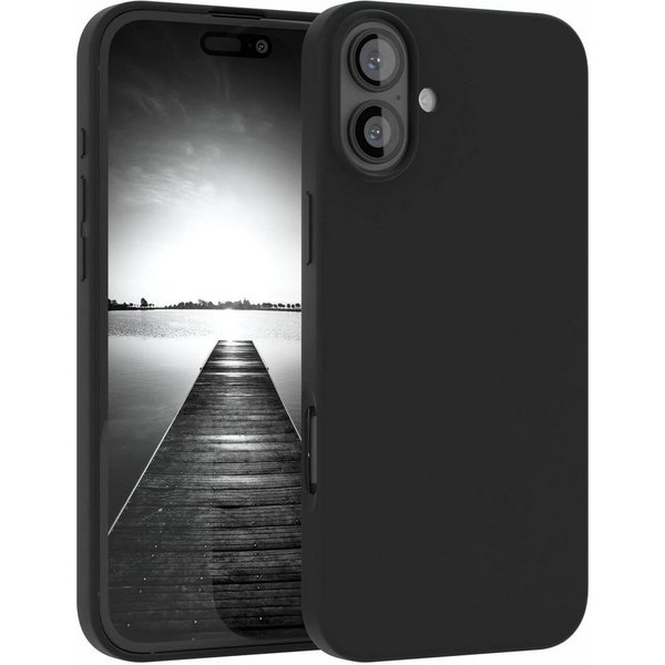 EAZY CASE Handyhülle für Apple iPhone 16 Plus Premium Silikon 6,7 Zoll, Hülle mit Kameraschutz Bumper Silikonhülle stoßfest Slimcover Schwarz