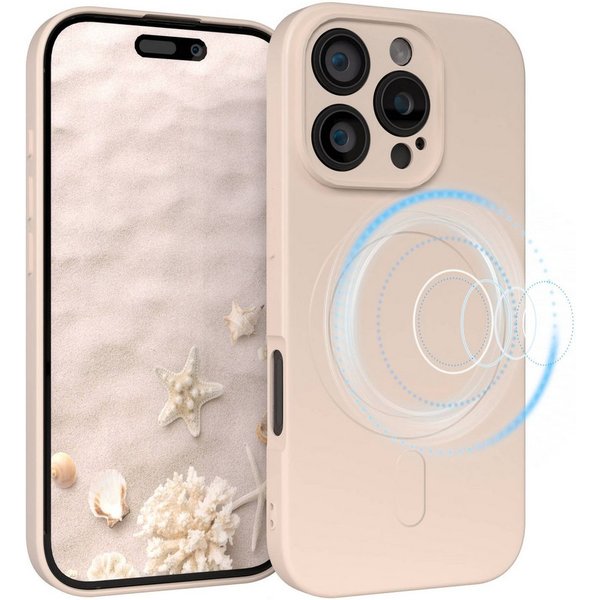 EAZY CASE Handyhülle für Apple iPhone 16 Pro Hülle Silikon 6,3 Zoll, Schutzcase mit MagSafe Slimcover Silikonschutzhülle elastisch Taupe