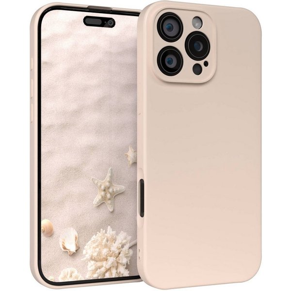 EAZY CASE Handyhülle für Apple iPhone 16 Pro Max Hülle Silikon 6,9 Zoll, Bumper Case Matt Slimcover Silikonschutzhülle elastisch Taupe / Beige