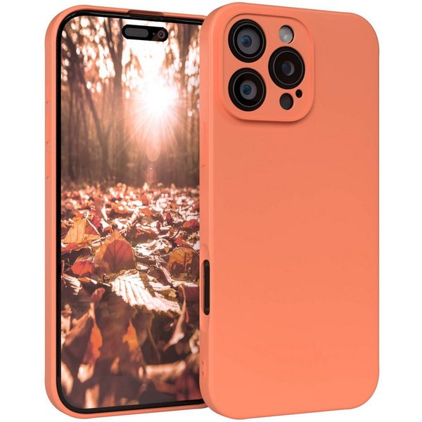 EAZY CASE Handyhülle für Apple iPhone 16 Pro Max Hülle Silikon 6,9 Zoll, Schutzhülle mit Kameraschutz Telefonhülle elastisch Bumper tpu Orange