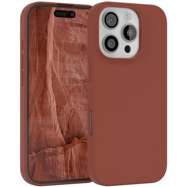 EAZY CASE Handyhülle für Apple iPhone 16 Pro Premium Silikon 6,3 Zoll, Silikonhülle Slimcover mit Displayschutz Hülle Cover Terrakotta