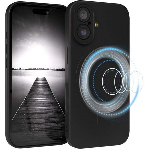 EAZY CASE Handyhülle für Apple iPhone 17 Hülle Silikon 6,3 Zoll, Schutzhülle mit MagSafe kratzfest Back Cover Kameraschutz Schwarz