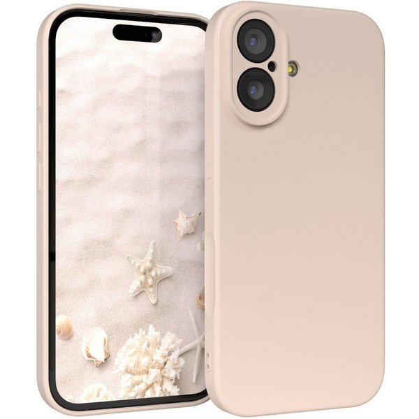 EAZY CASE Handyhülle für Apple iPhone 17 Hülle Silikon 6,3 Zoll, Bumper Case Matt Slimcover Silikonschutzhülle elastisch Taupe / Beige