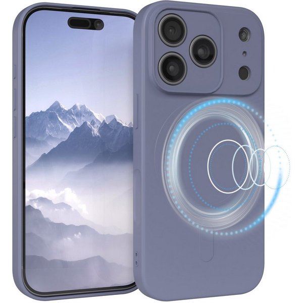EAZY CASE Handyhülle für Apple iPhone 17 Pro Hülle Silikon 6,3 Zoll, Backcover MagSafe rutschfestes Soft-Touch Silikon matt Stahlblau