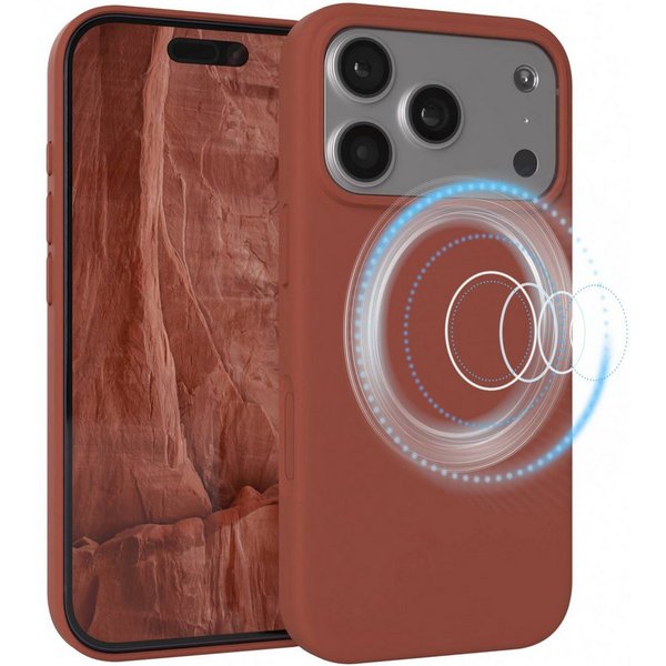 EAZY CASE Handyhülle für Apple iPhone 17 Pro Hülle Silikon 6,3 Zoll, Handy Softcase MagSafe mattierte Silikonhülle Back Cover Soft Braun