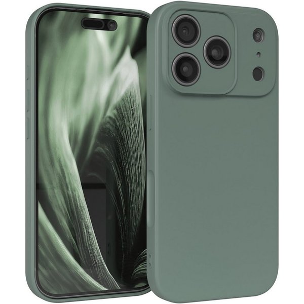 EAZY CASE Handyhülle für Apple iPhone 17 Pro Hülle Silikon 6,3 Zoll, Schutzhülle mit Kameraschutz stoßfest telefonhülle Matt Dunkelgrün