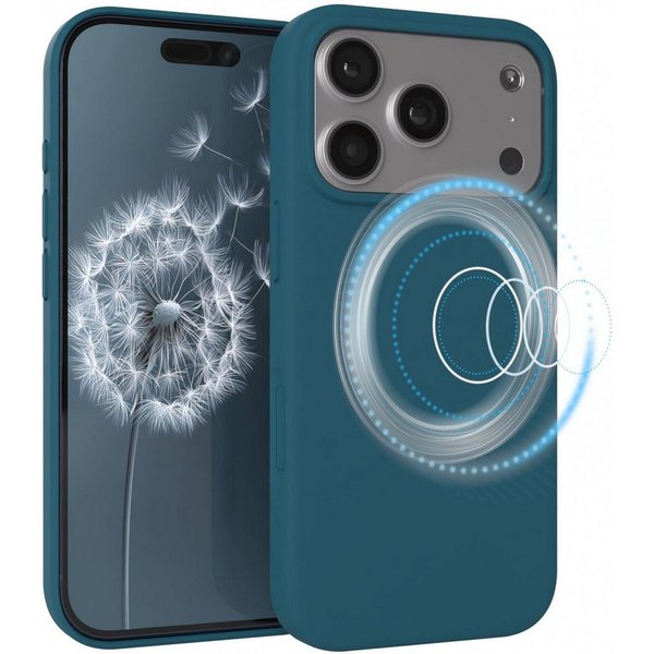 EAZY CASE Handyhülle für Apple iPhone 17 Pro Hülle Silikon 6,3 Zoll, TPU Schutzhülle MagSafe mit Kameraschutz kratzfestes Bumper Petrol