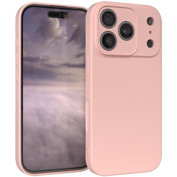 EAZY CASE Handyhülle für Apple iPhone 17 Pro Hülle Silikon 6,3 Zoll, Hülle mit Kameraschutz Bumper Case Silikonschutzhülle Rosa / Altrosa